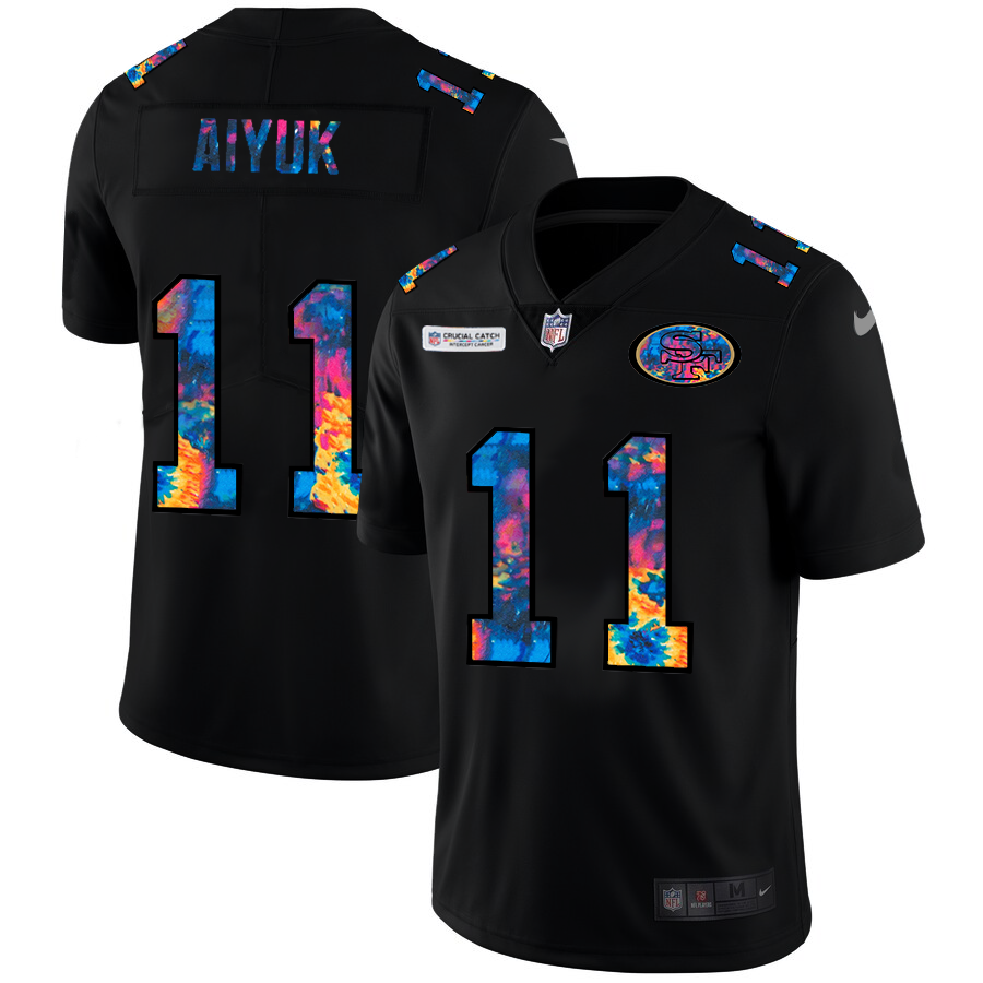 NFL San Francisco 49ers #11 Brandon Aiyuk Men Nike MultiColor Black 2020  Crucial Catch Vapor Untouchable Limited Jersey